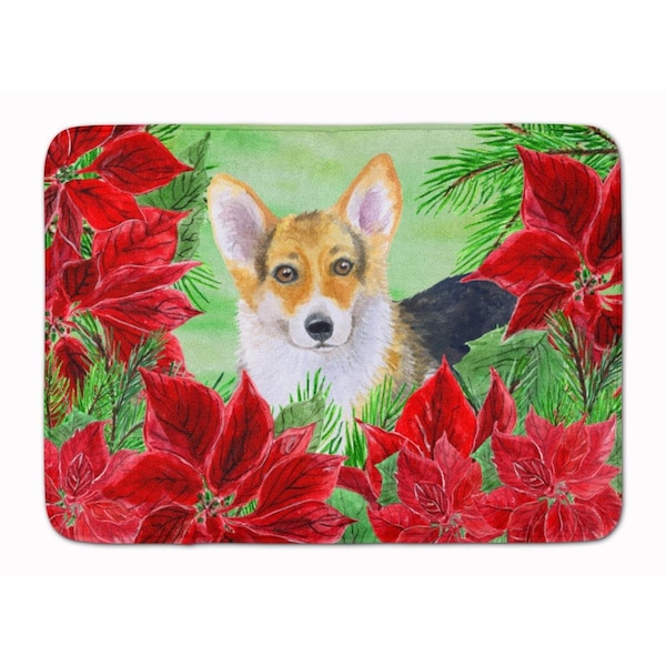 Carolines Treasures Pembroke Corgi Poinsettas Machine Washable Memory Foam Mat CK1291RUG - main